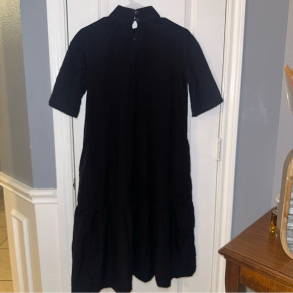 Everlane The Tiered‎ Mockneck Dress Cotton Knee Length Black Size Small - Picture 8 of 15